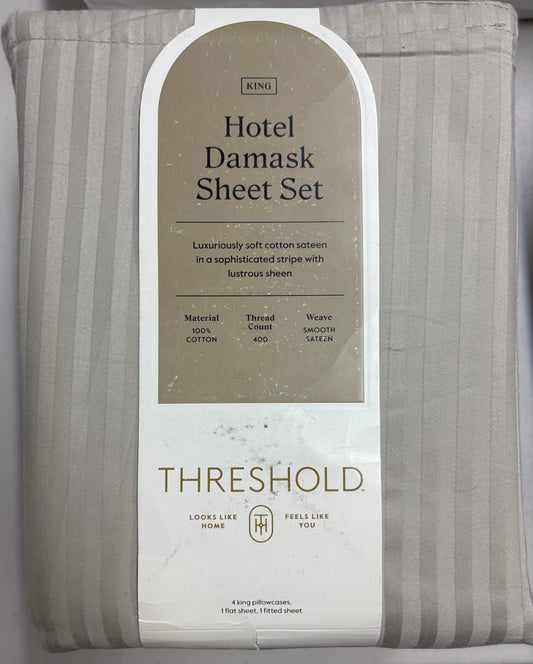 Threshold King Hotel Damask Sheet Set, New