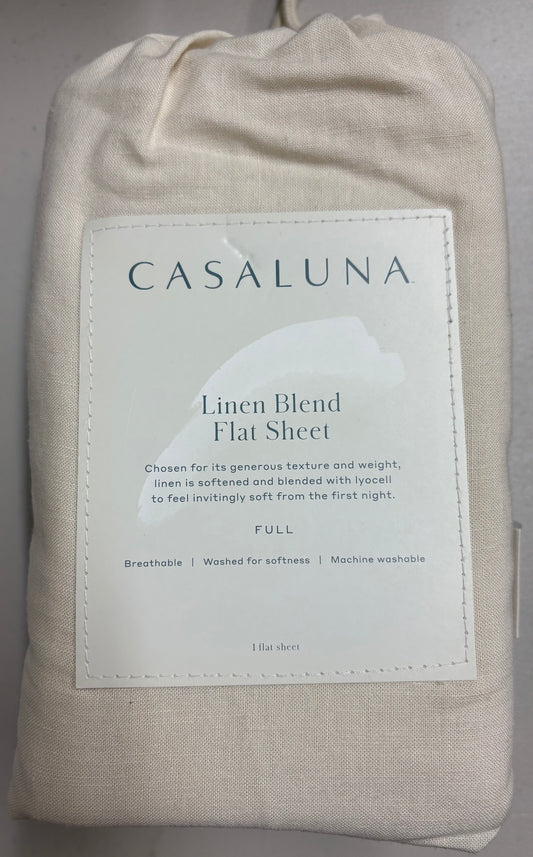 Casaluna Full Linen Blend Flat Sheet, New