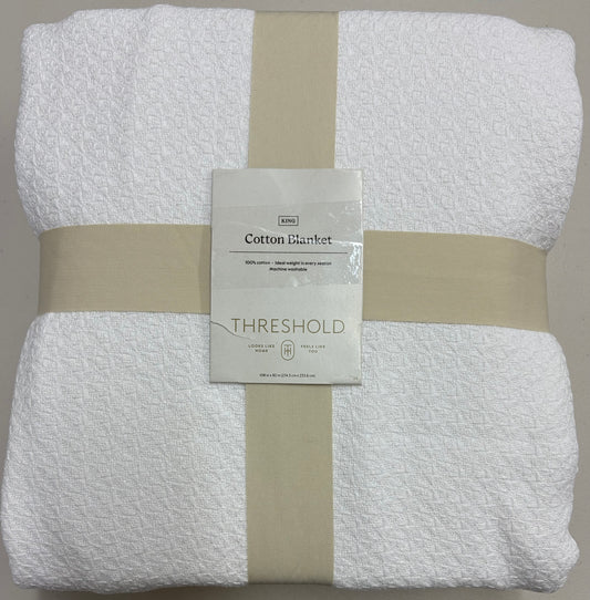 Threshold King 100% Cotton Bed Blanket, New