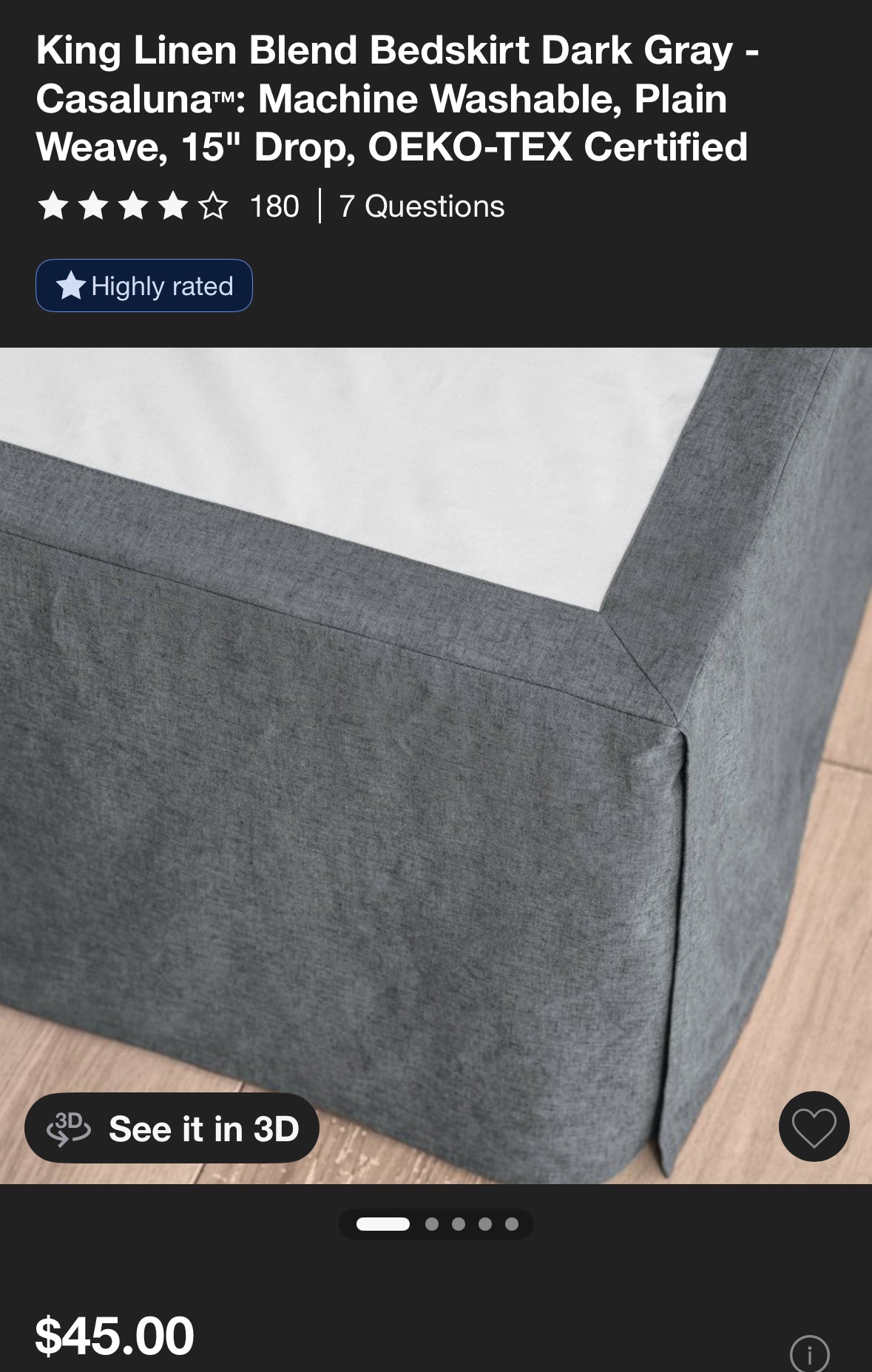 Casaluna King Linen Blend Bedskirt, New