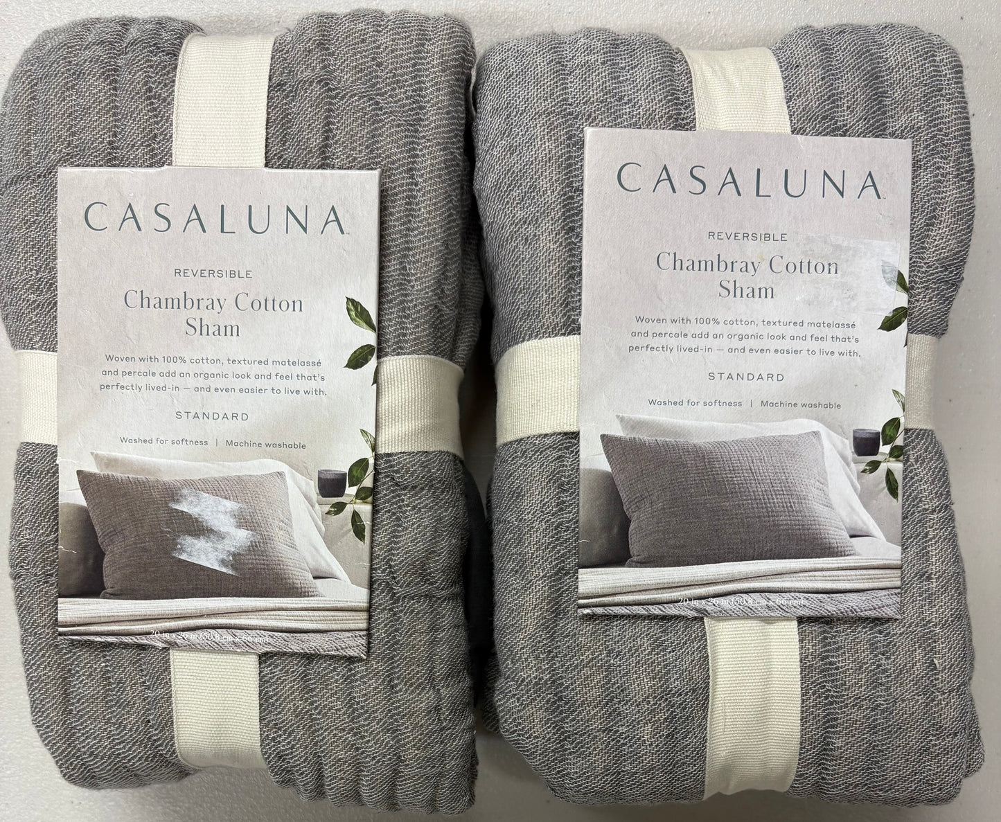 Casaluna Standard Chambray Cotton Pillow Shams Set, New
