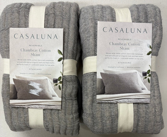 Casaluna Standard Chambray Cotton Pillow Shams Set, New