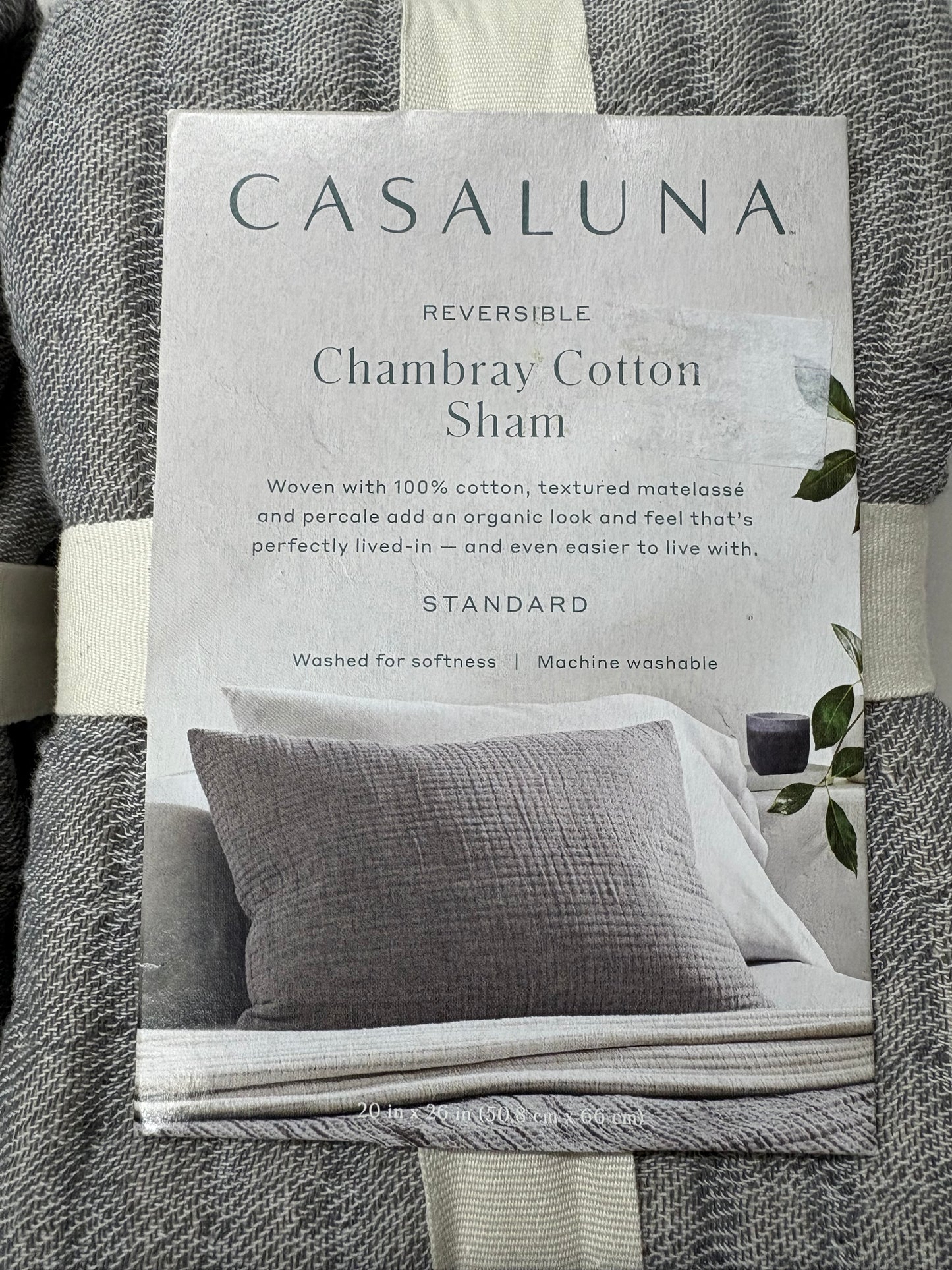 Casaluna Standard Chambray Cotton Pillow Shams Set, New