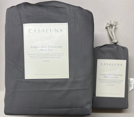Casaluna Queen Temperature Balancing Sheet & Pillowcase Sets Bundle, New