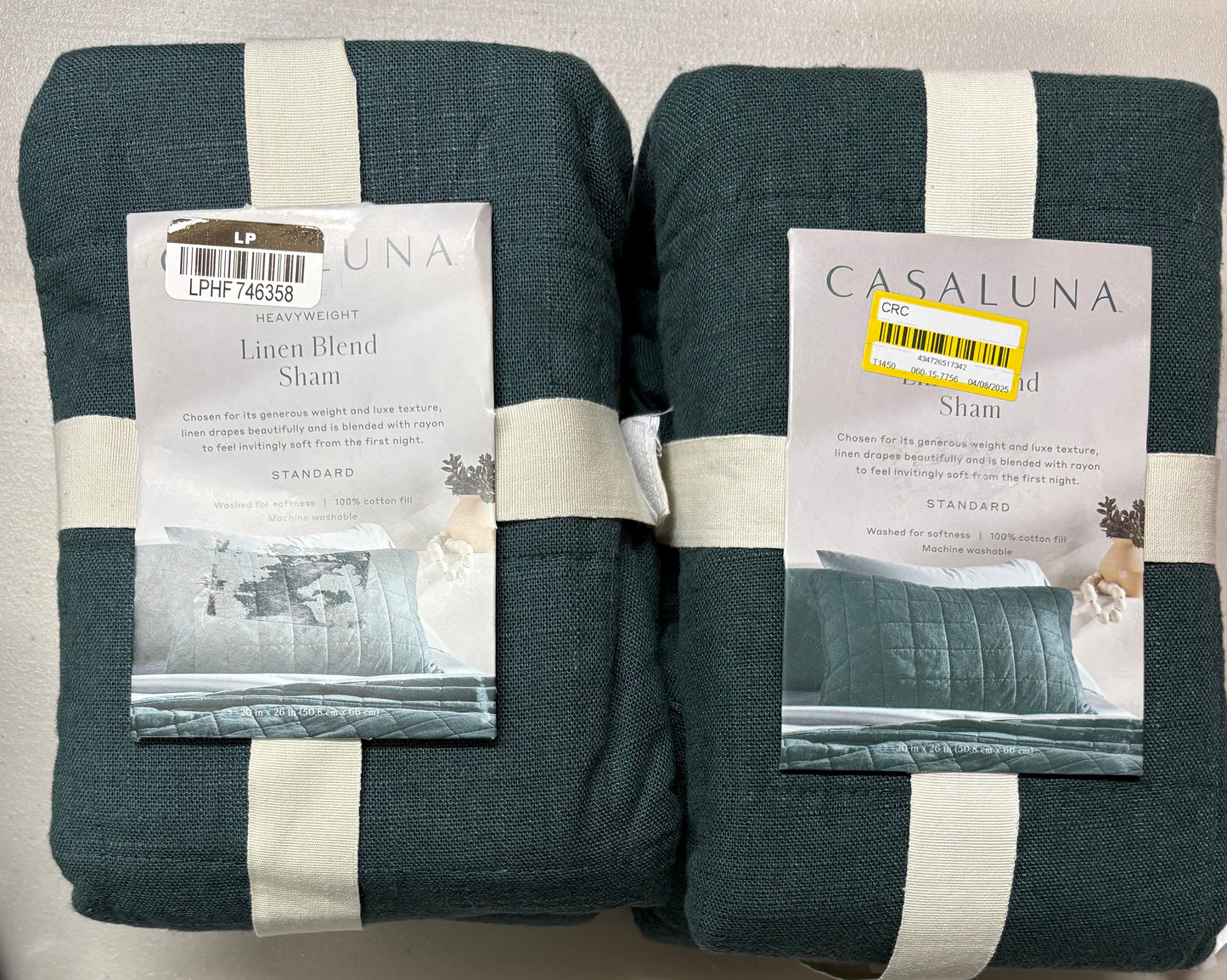 Casaluna Standard Heavyweight Linen Blend Quilted Shams Set, New