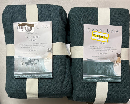 Casaluna Standard Heavyweight Linen Blend Quilted Shams Set, New