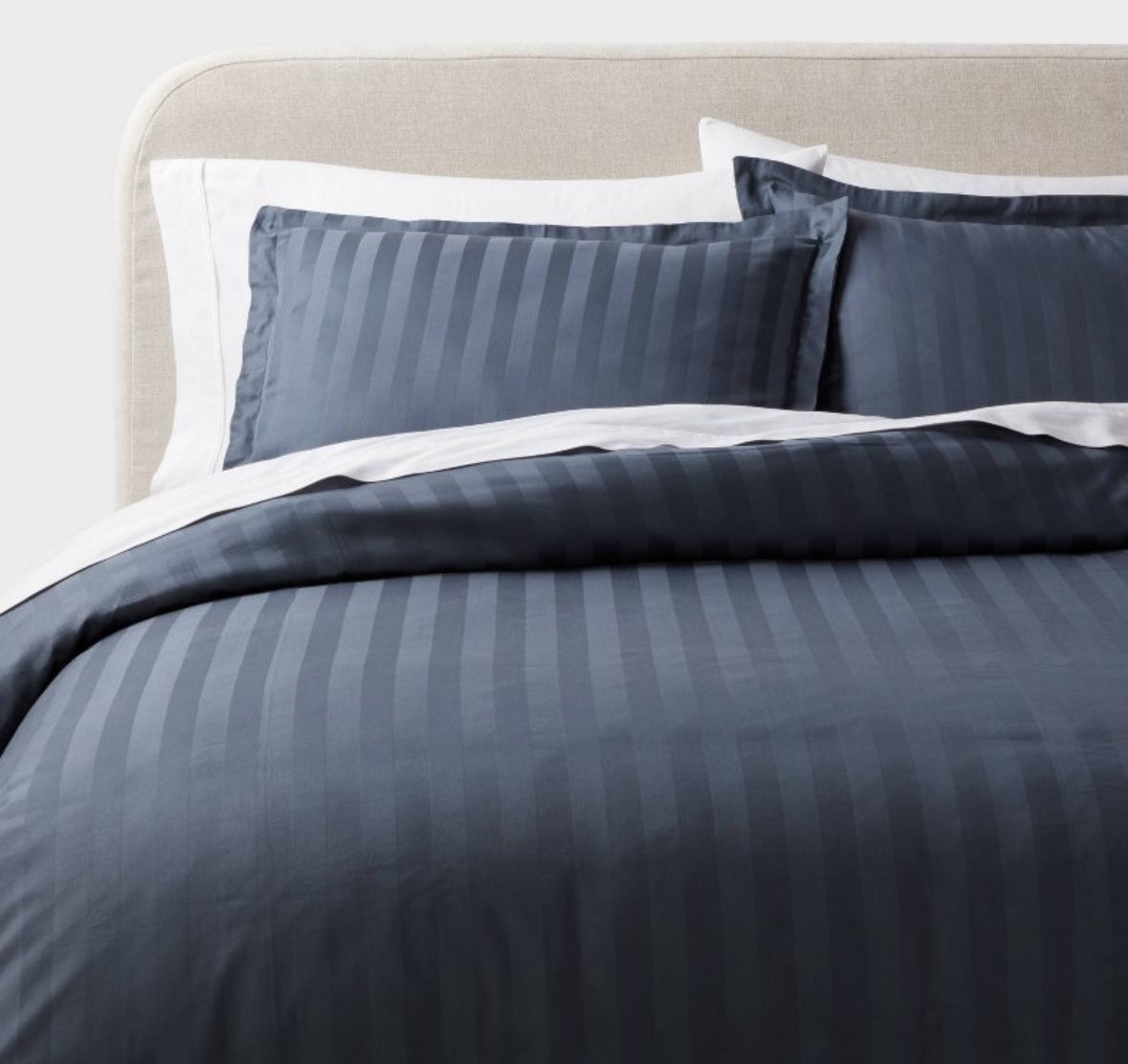 Threshold Full/Queen Luxe Striped Damask Duvet Set, New