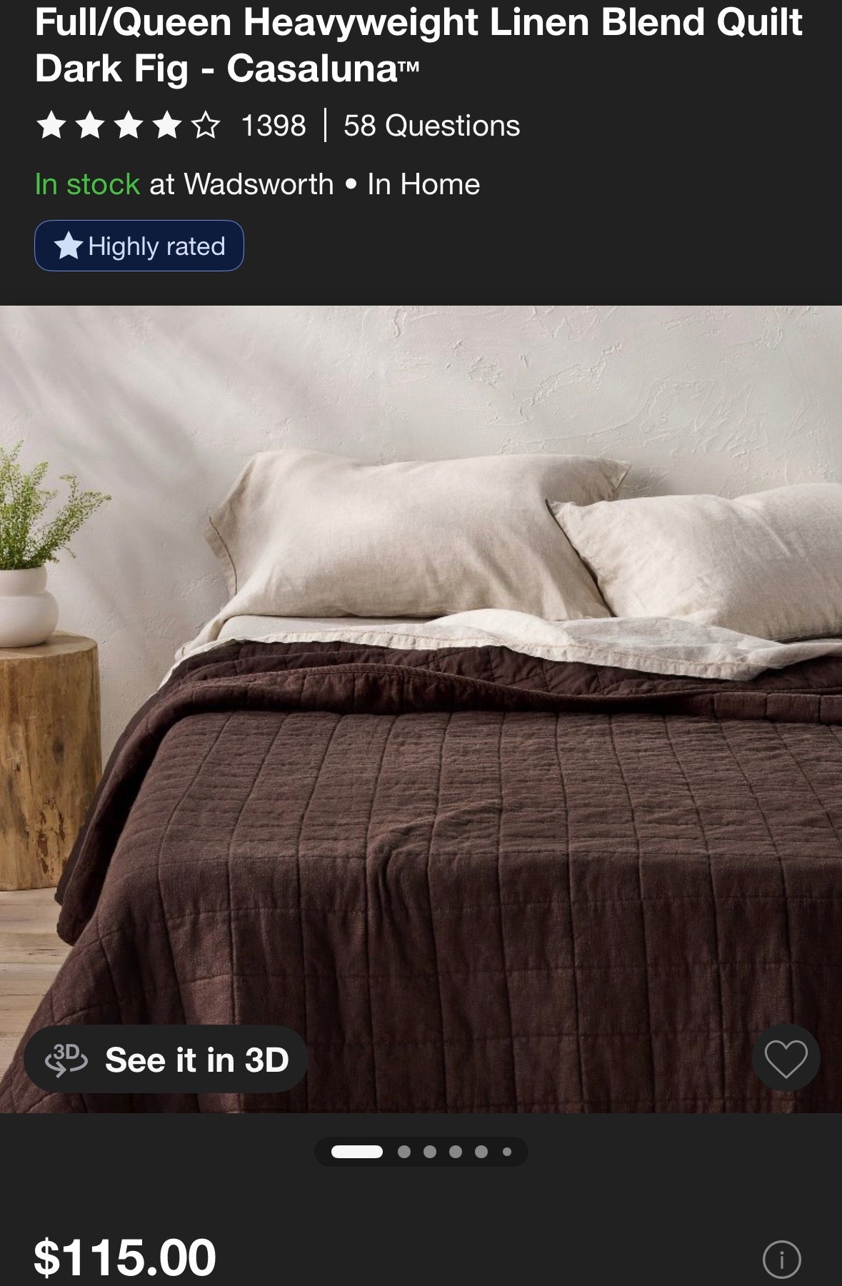 Casaluna Full/Queen Heavyweight Linen Blend Quilt & Shams Bundle, New