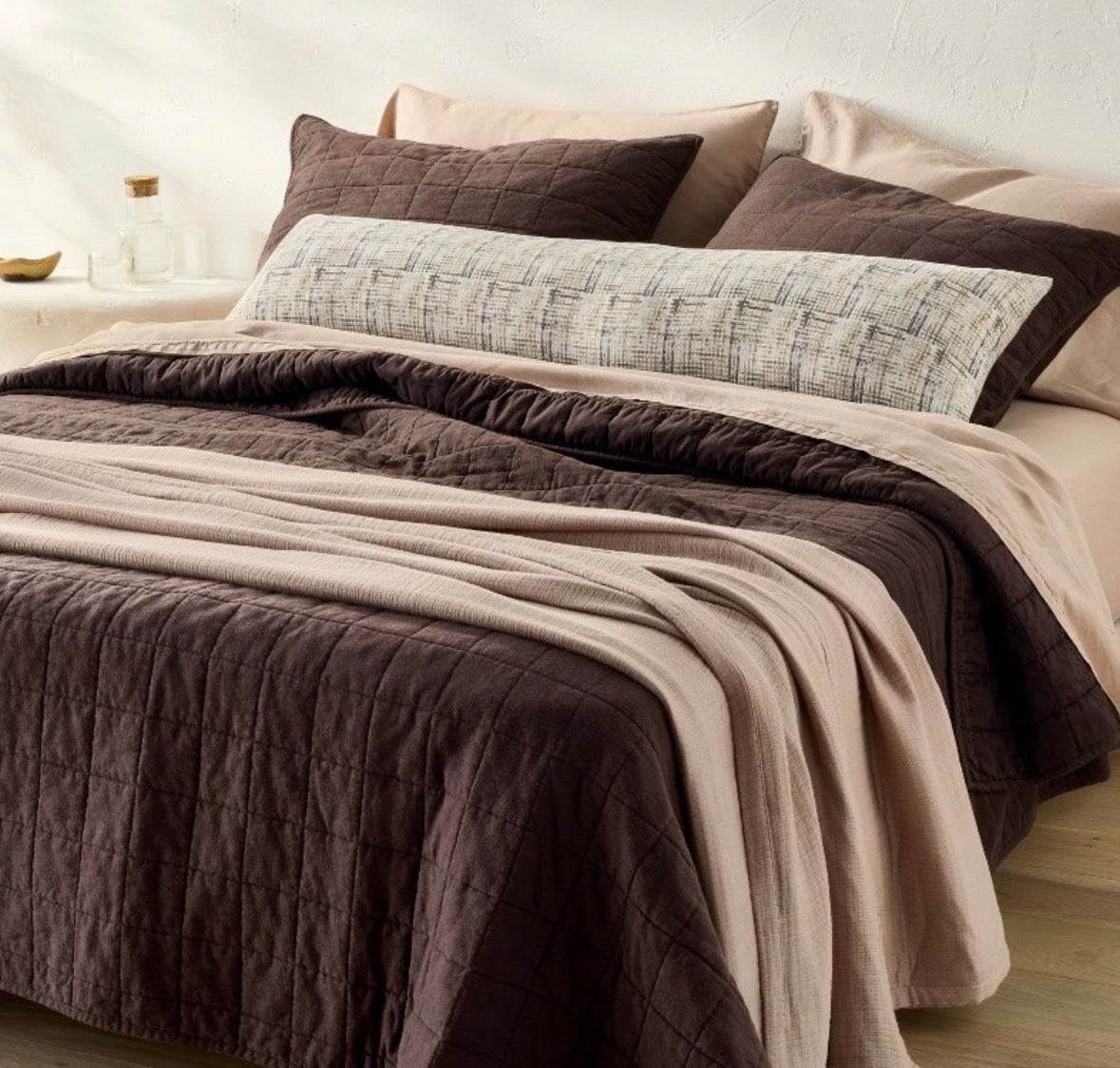 Casaluna Full/Queen Heavyweight Linen Blend Quilt & Shams Bundle, New