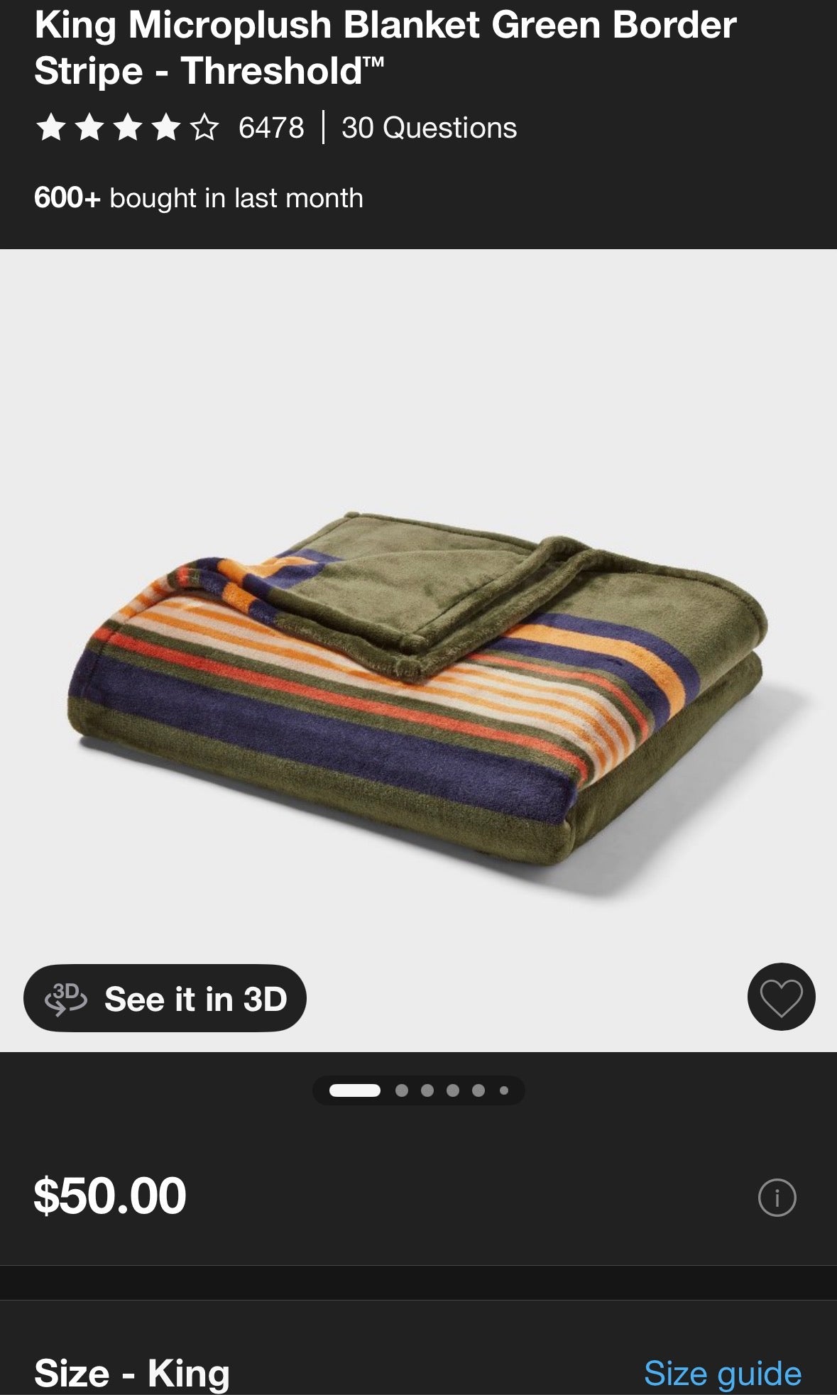 Threshold King Microplush Bed Blanket, New