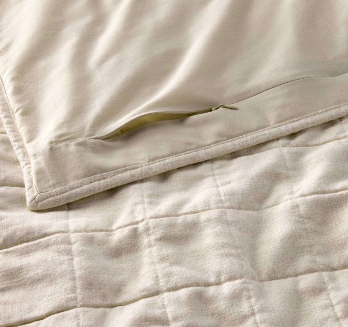 Casaluna King Heavyweight Linen Blend Quilted Pillow Sham, New