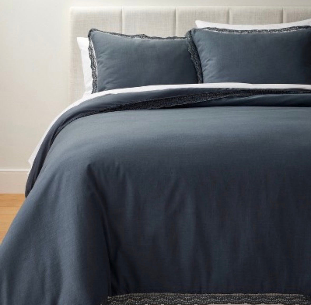 Studio McGee California King Lace Border Duvet Cover, New