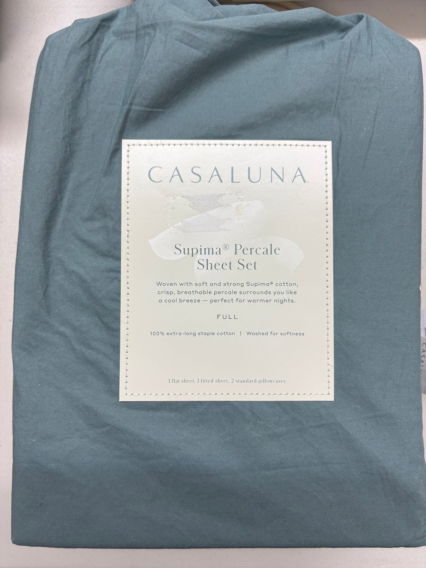 Casaluna Full Supima Percale Cotton Sheet Set, New