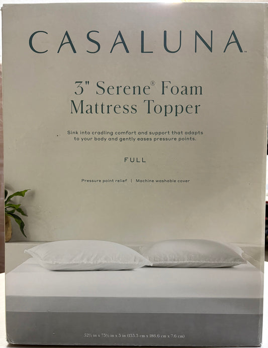Casaluna Full 3" Serene Foam Mattress Topper, New