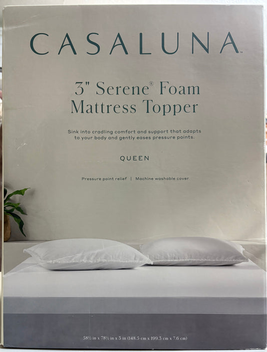 Casaluna Queen 3" Serene Foam Mattress Topper, New
