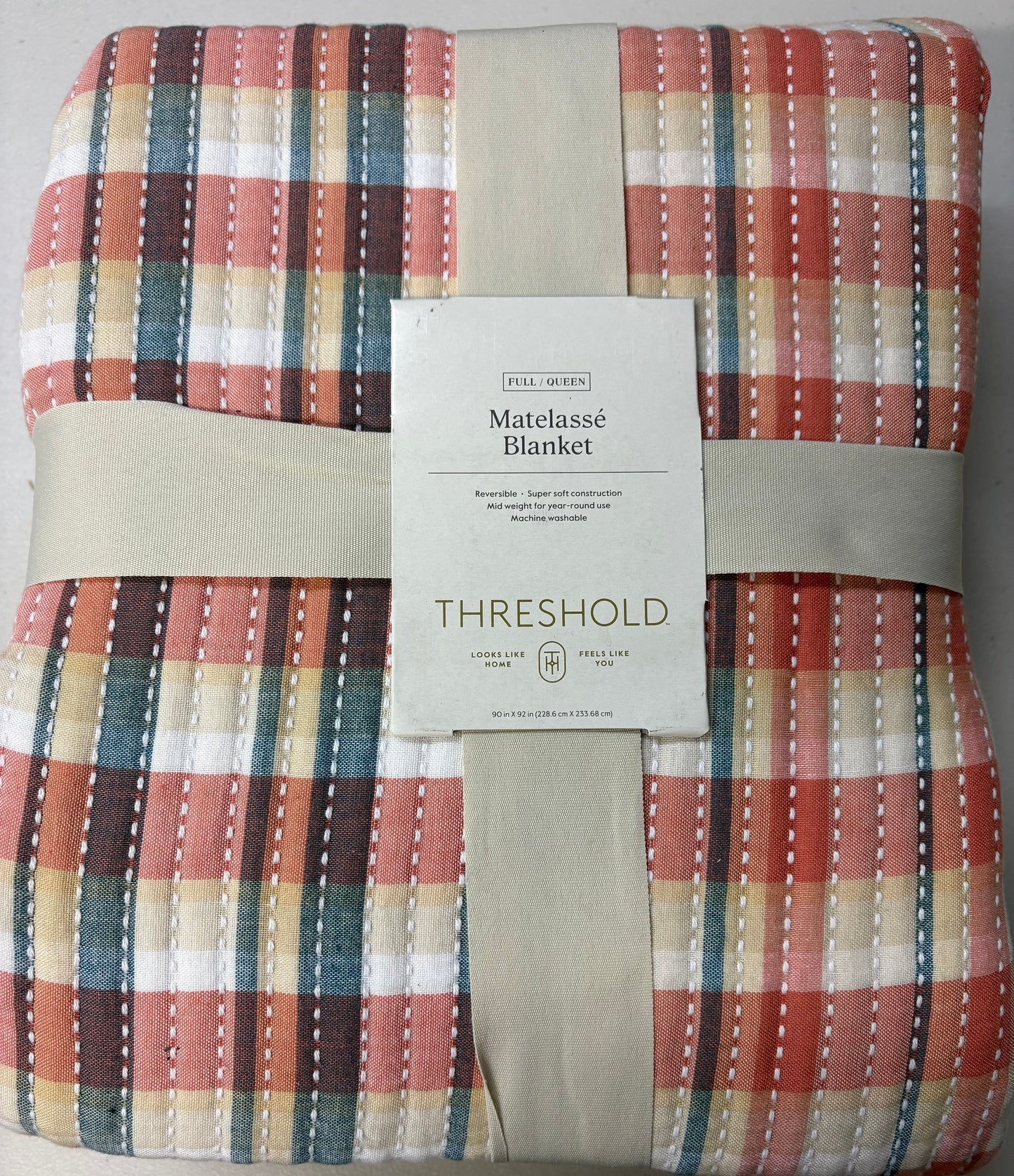 Threshold Full/Queen Matelasse Bed Blanket, New