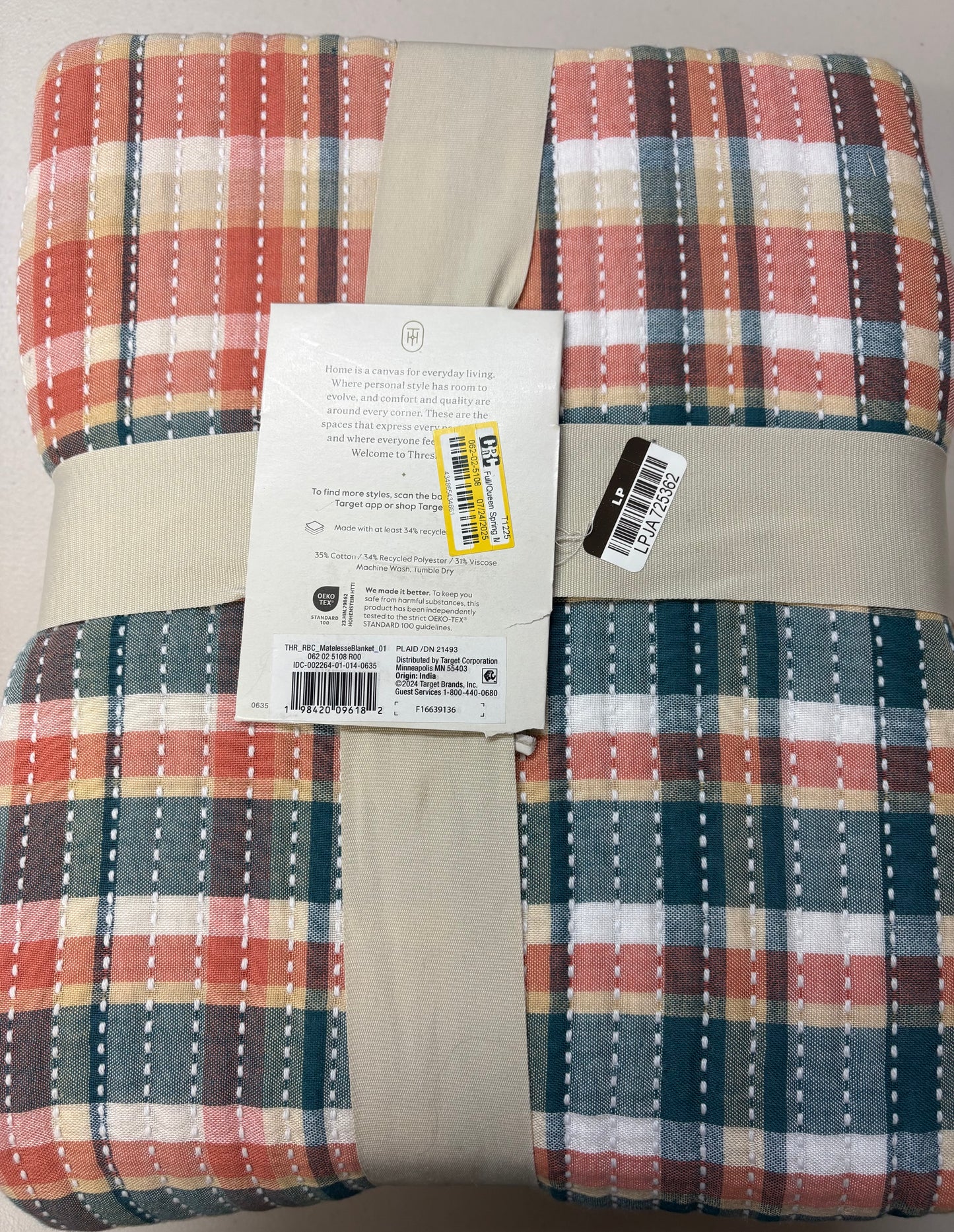 Threshold Full/Queen Matelasse Bed Blanket, New