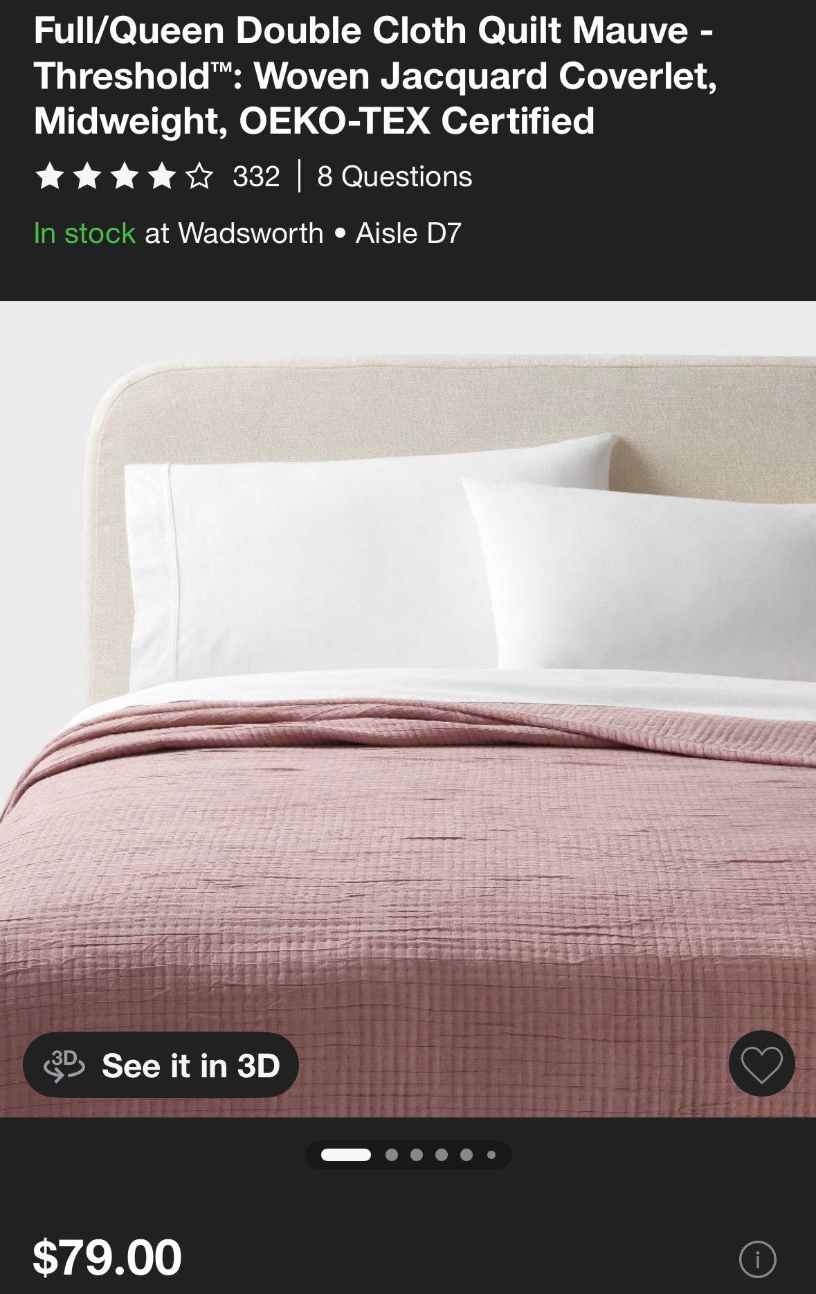 Threshold Full/Queen Double Cloth Quilt & Sham Set, New