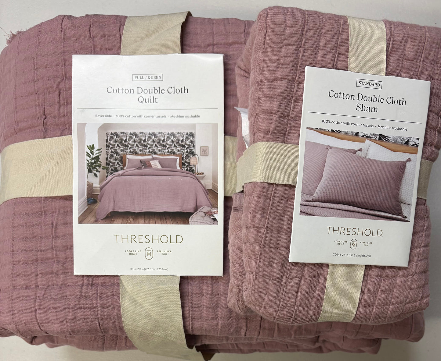 Threshold Full/Queen Double Cloth Quilt & Sham Set, New