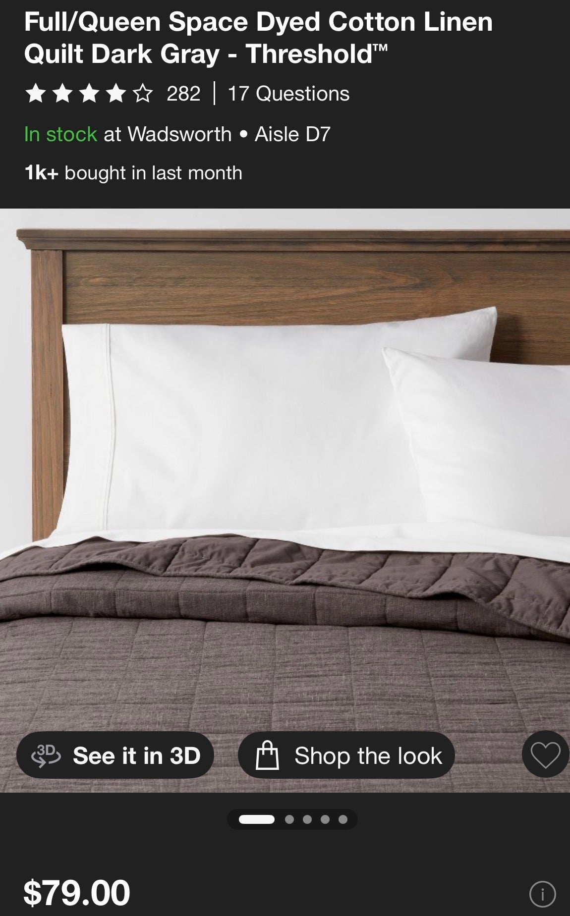 Threshold Full/Queen Space Dyed Cotton Linen Quilt & Sham Set, New