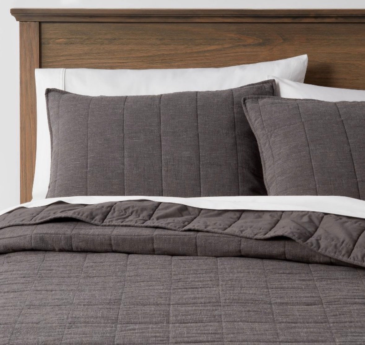 Threshold Full/Queen Space Dyed Cotton Linen Quilt & Sham Set, New