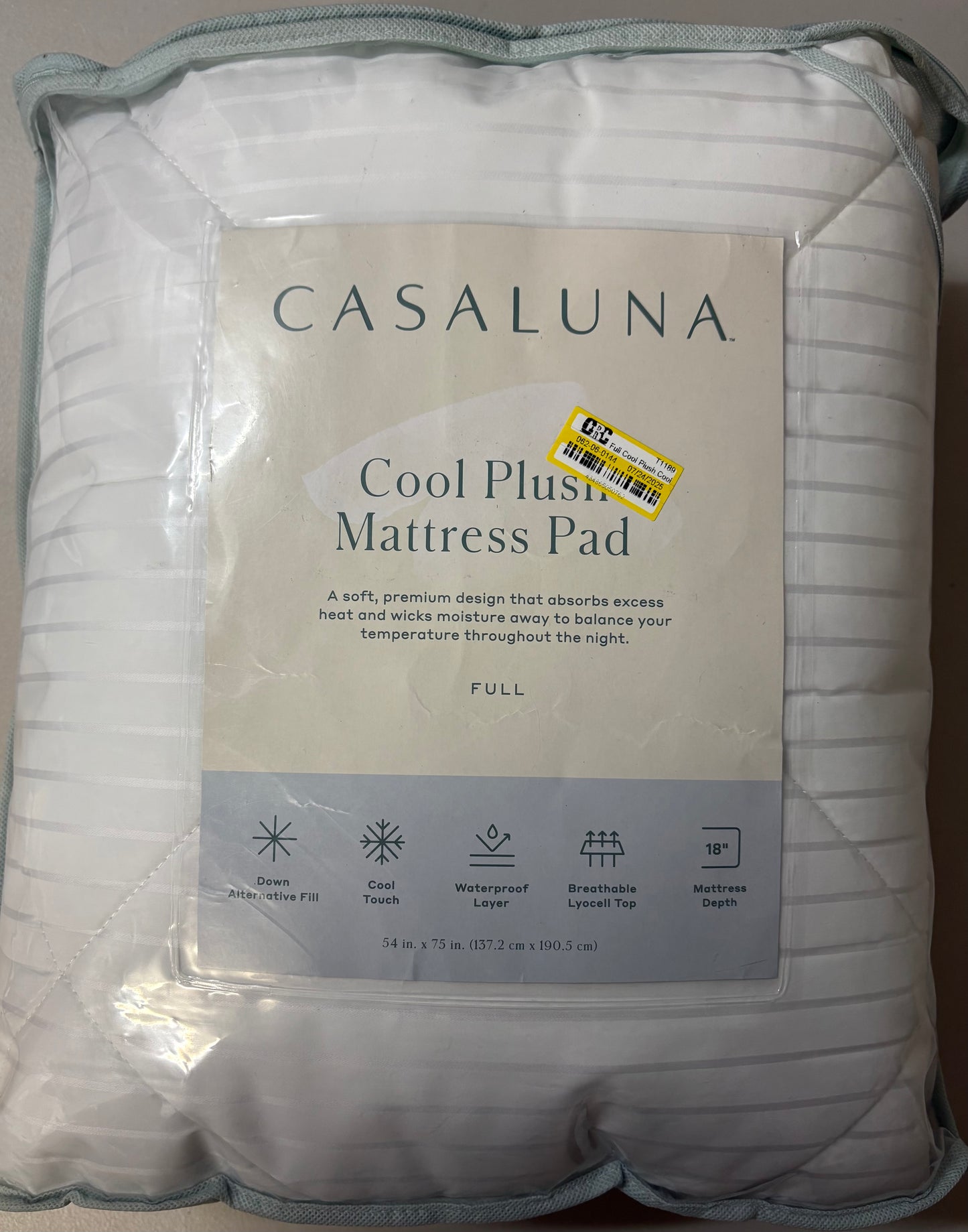 Casaluna Full Cool Plush Mattress Pad, New