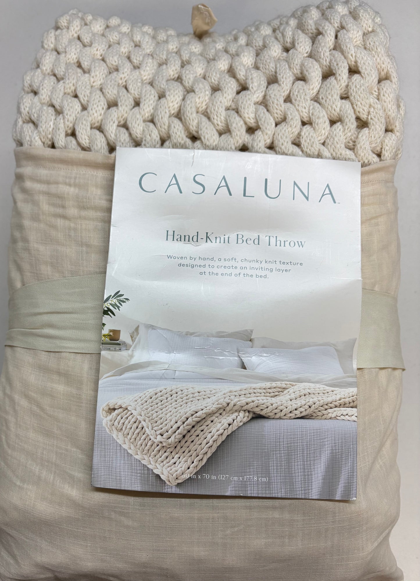 Casaluna 50"x70" Oversized hand Knit Throw Blanket, New
