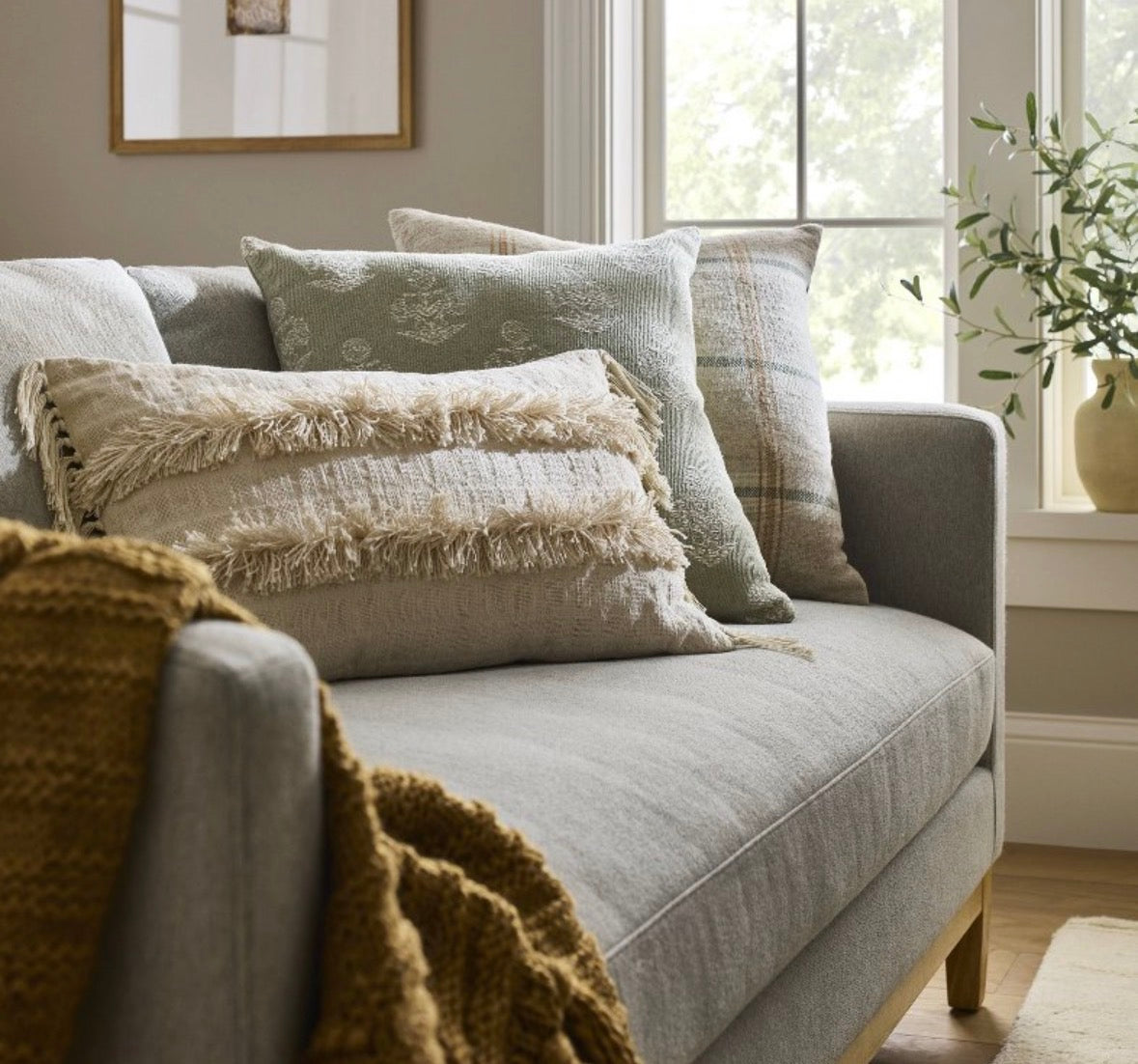 Studio McGee 20”x20” Woven Block Print Throw Pillow Set, New