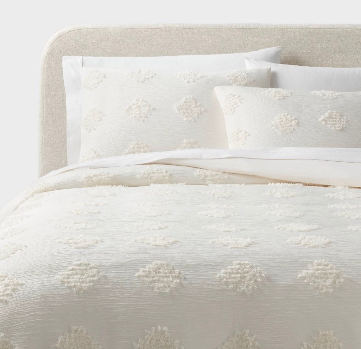 Threshold King Tufted Diamond Crinkle Duvet Set, New