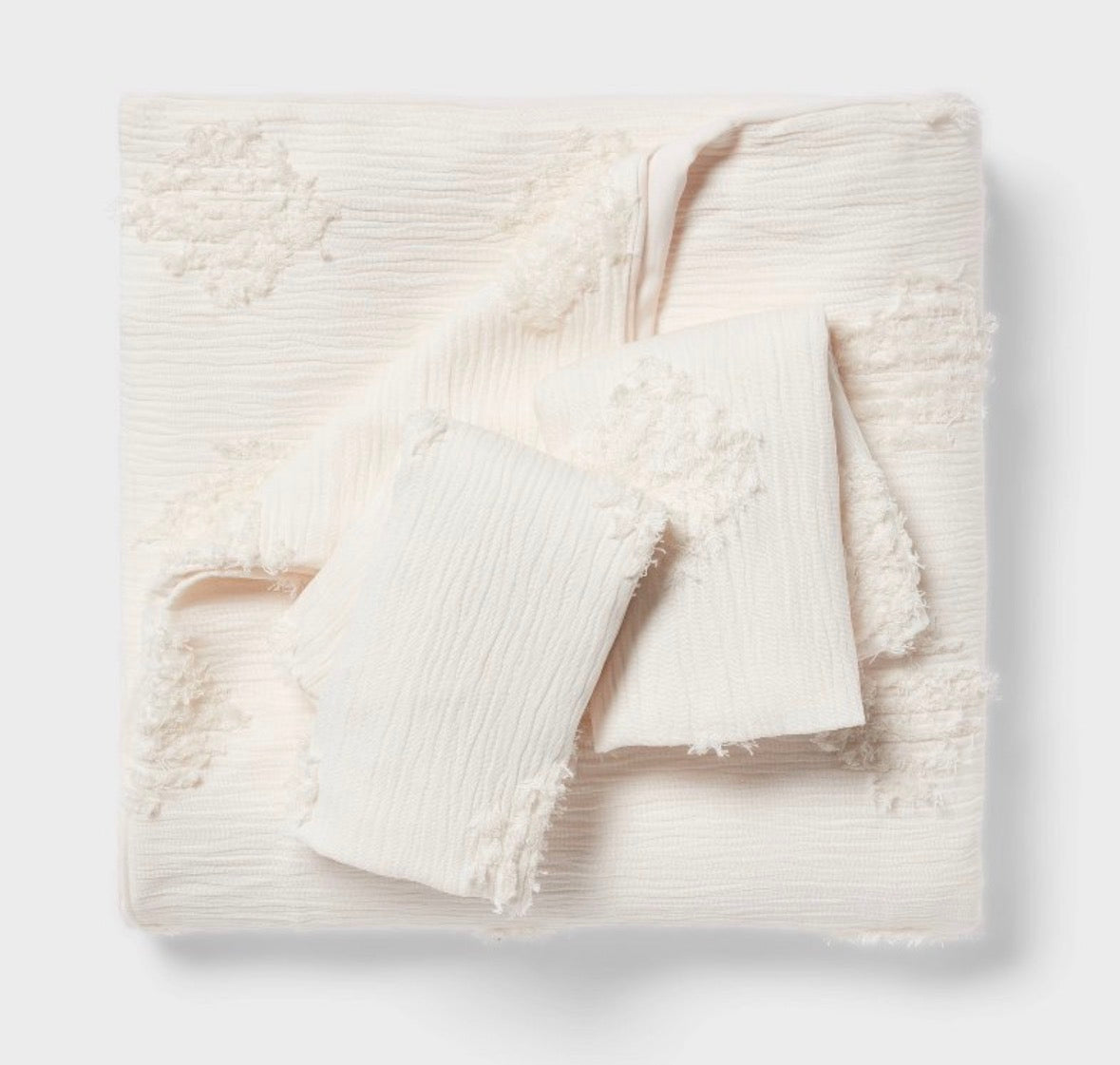 Threshold King Tufted Diamond Crinkle Duvet Set, New