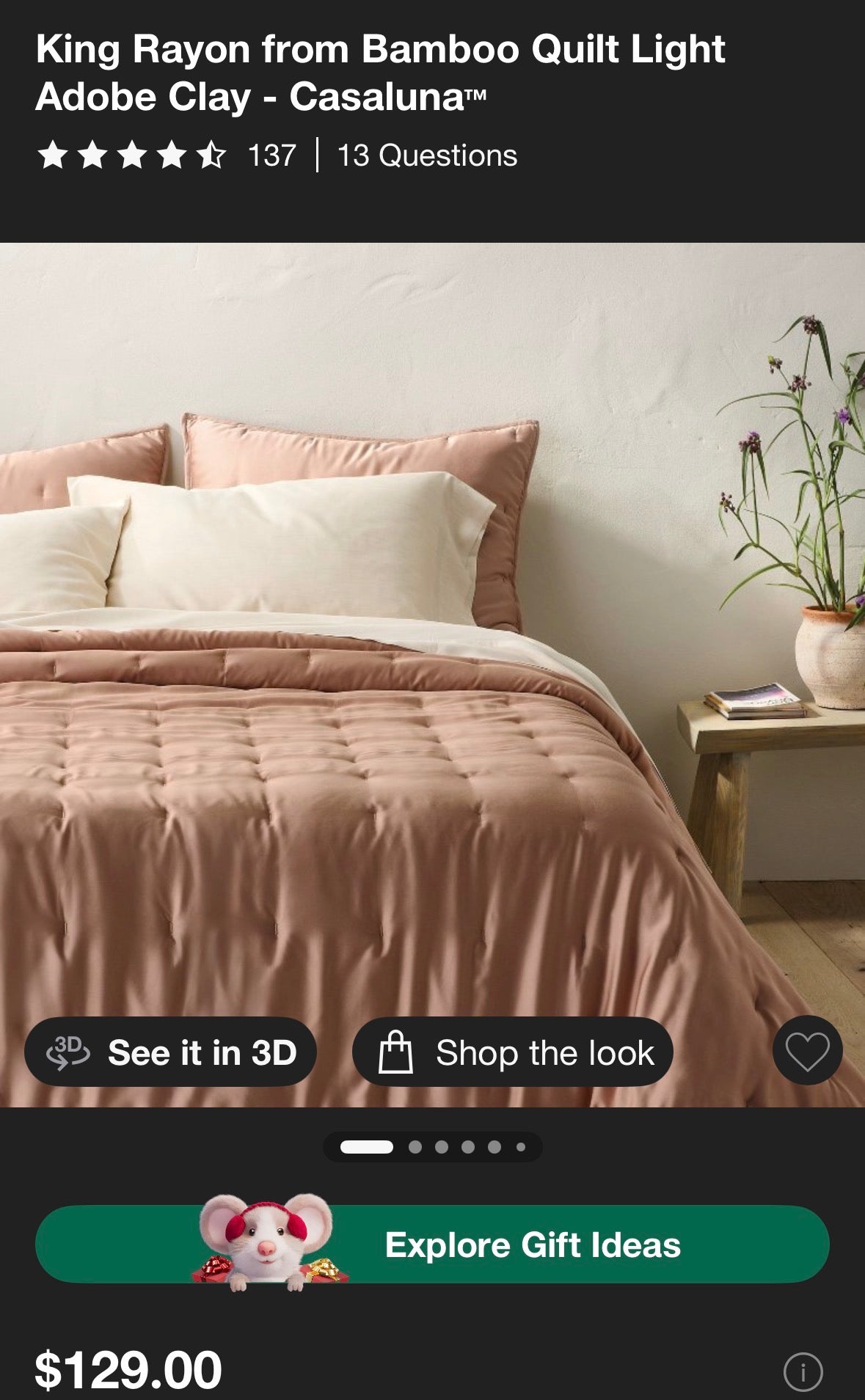 Casaluna King Blissful Bamboo Quilt & Pillowcase Set Bundle, New