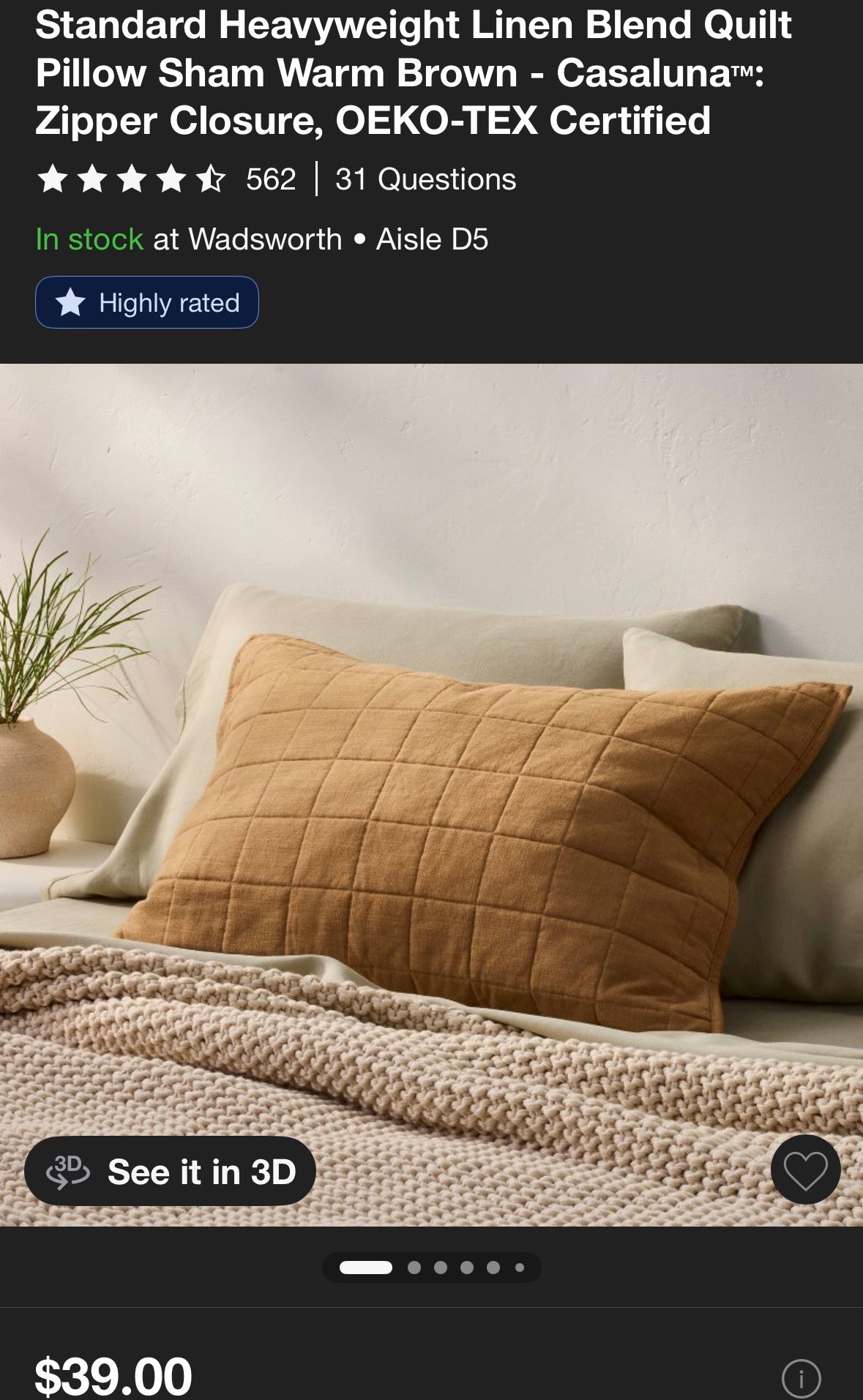 Casaluna Full/Queen Heavyweight Linen Blend Quilt & Shams Bundle, New