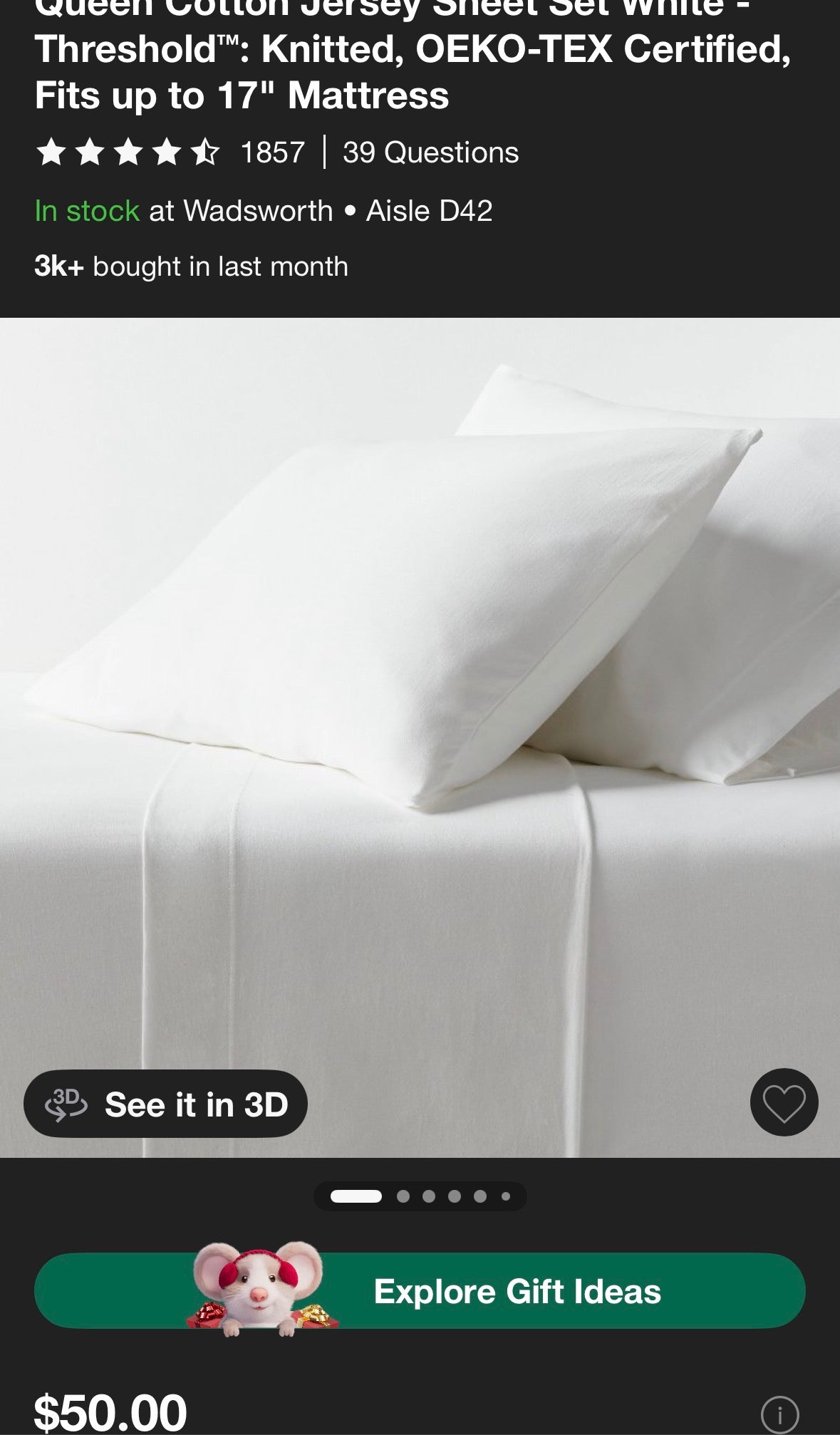 Threshold Queen Cotton Jersey Sheet Set, New