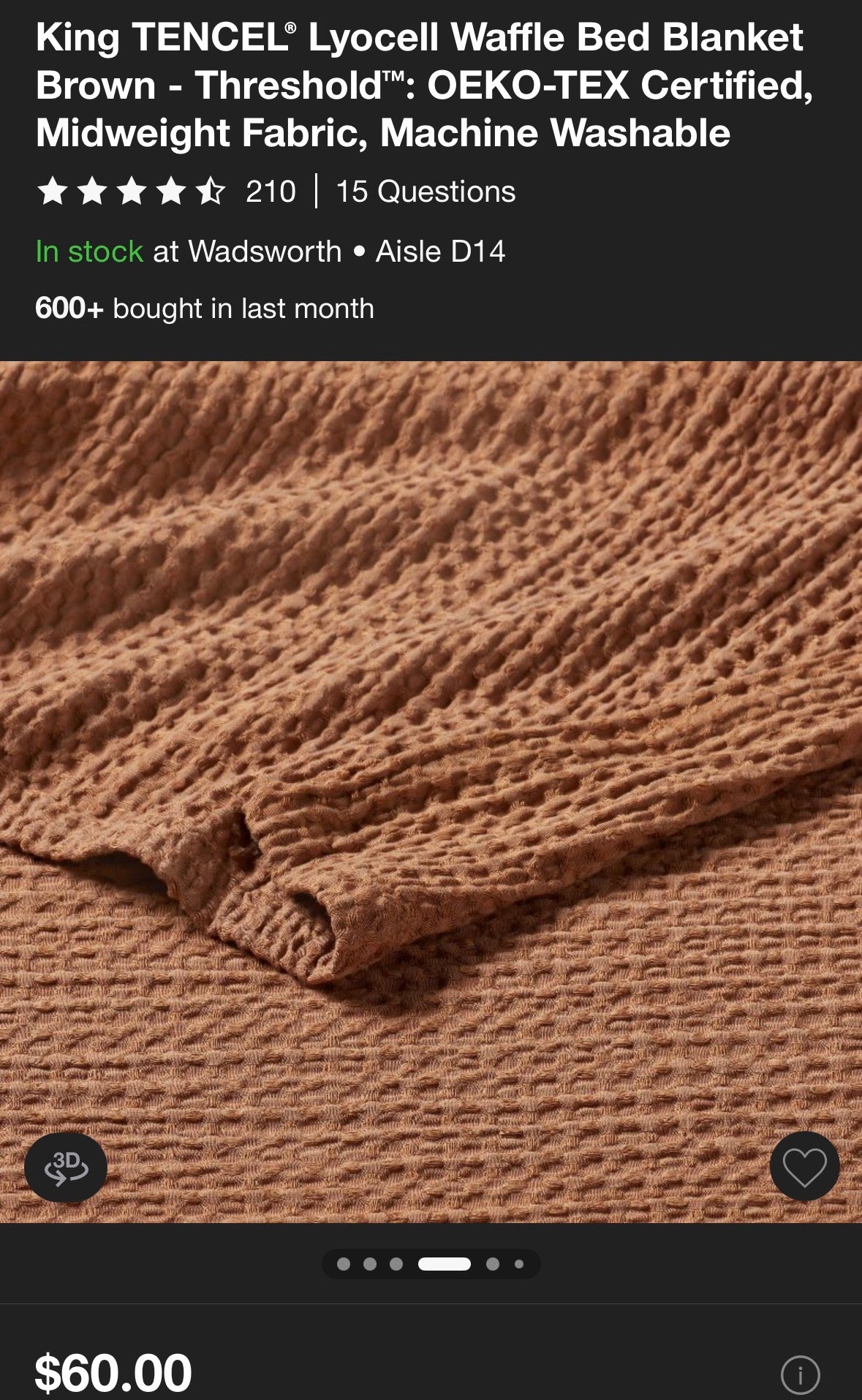 Threshold King Tencel Lyocell Waffle Bed Blanket, New