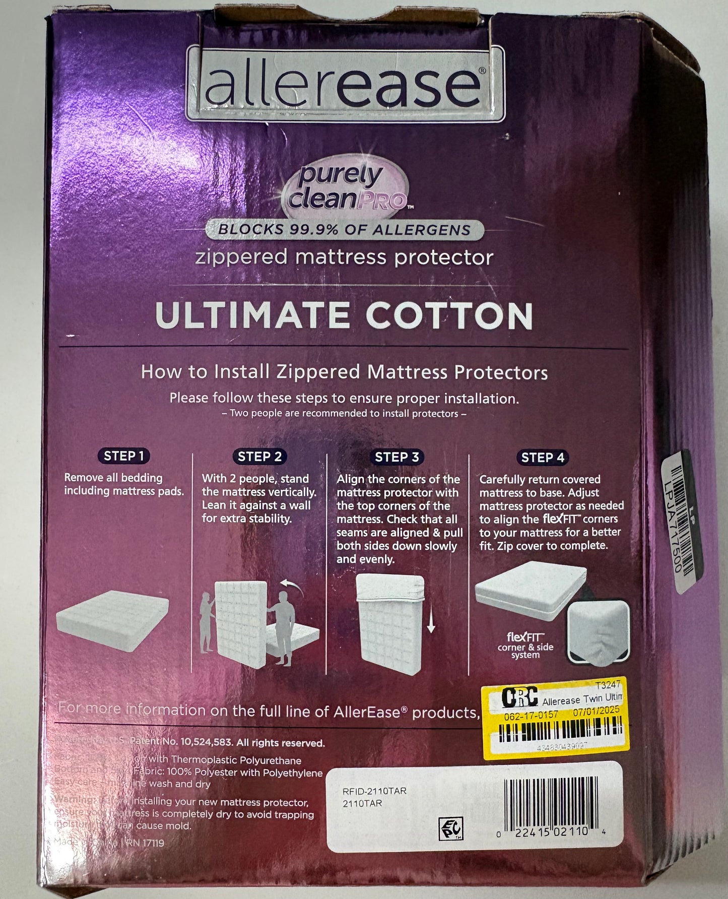 Allerease Twin Ultimate Cotton Mattress Protector, New