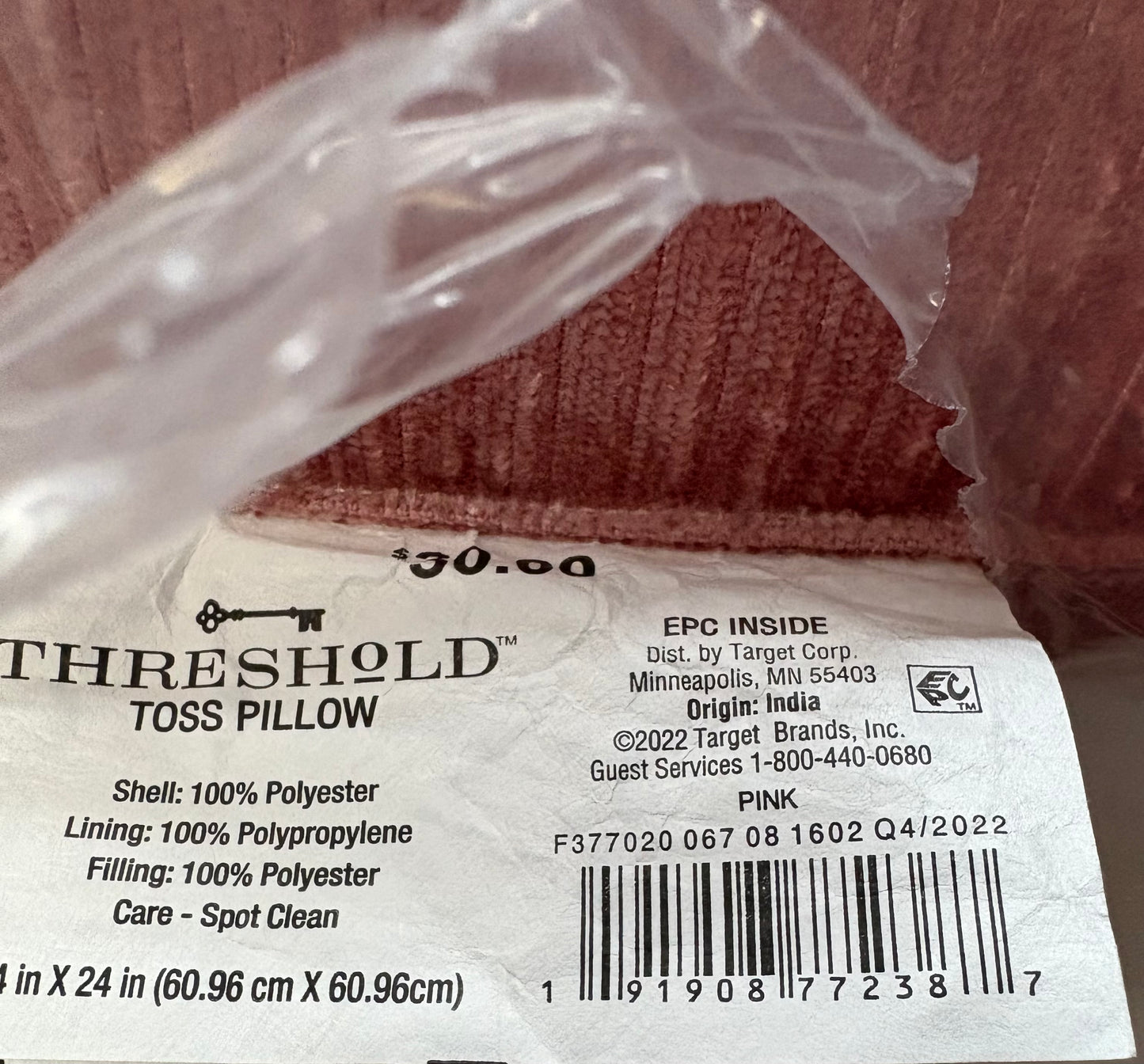 Threshold 24”x24” Shiny Throw Pillow Set, New