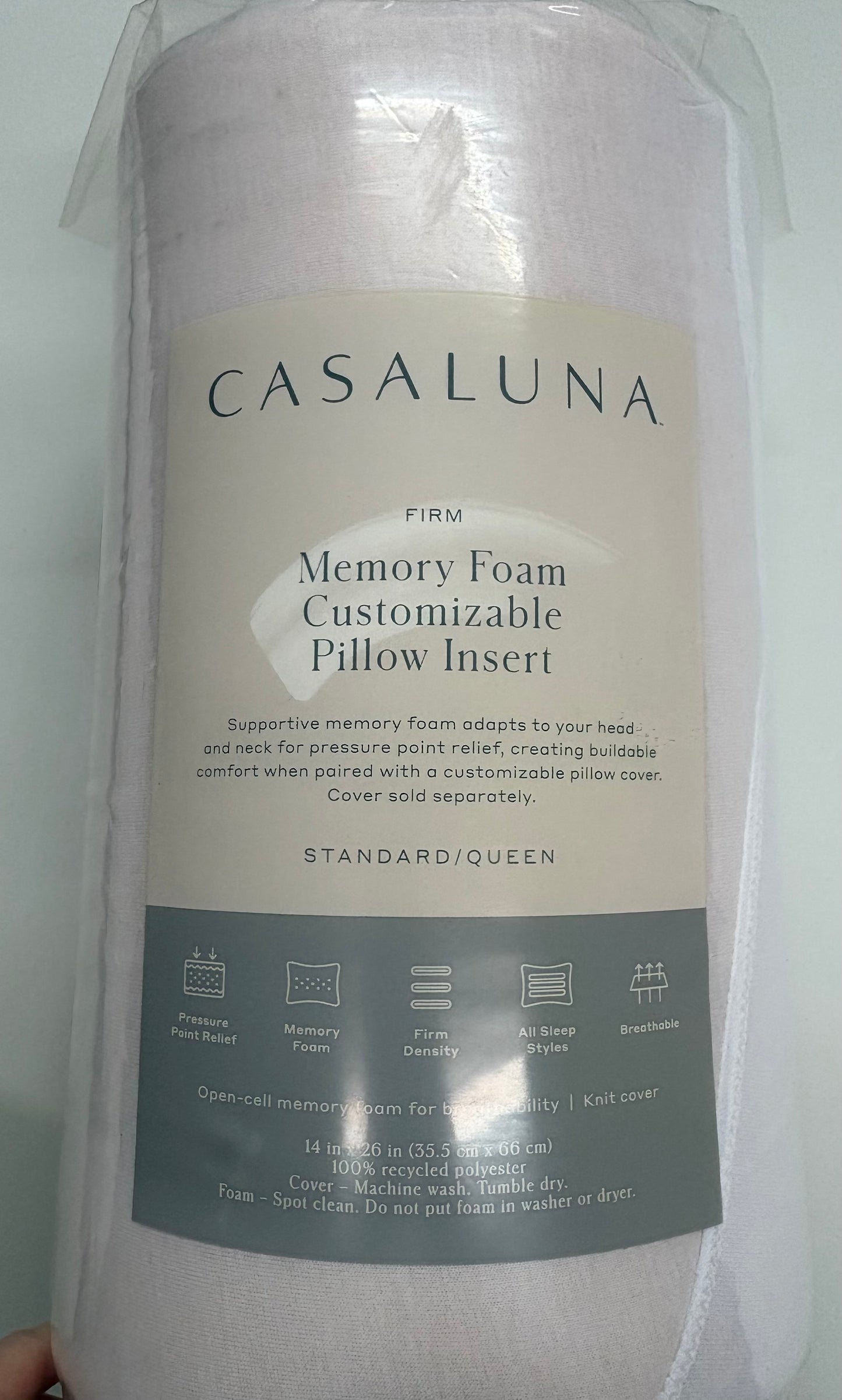 Casaluna Standard/Queen Memory Foam Pillow Insert, New