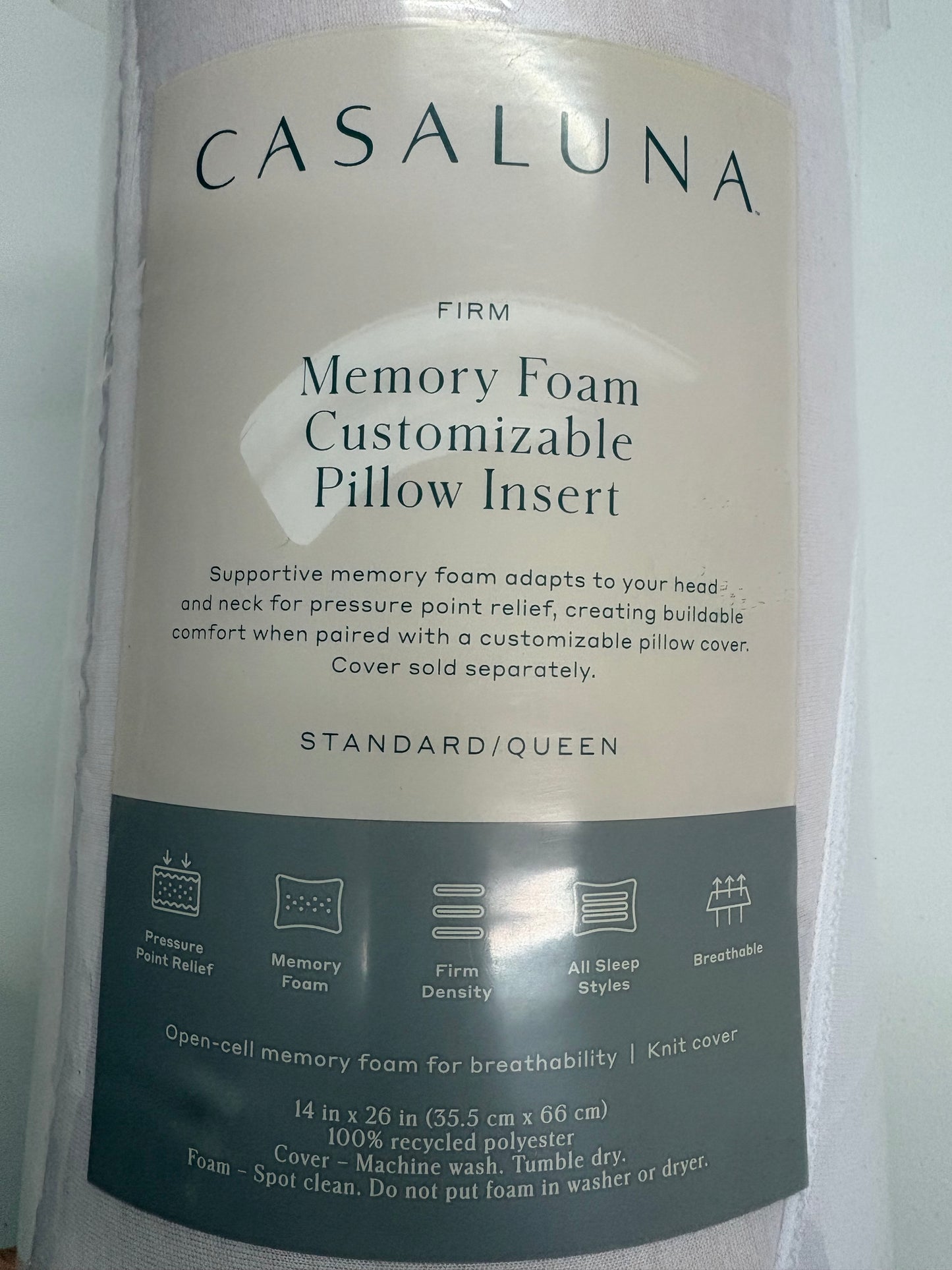 Casaluna Standard/Queen Memory Foam Pillow Insert, New