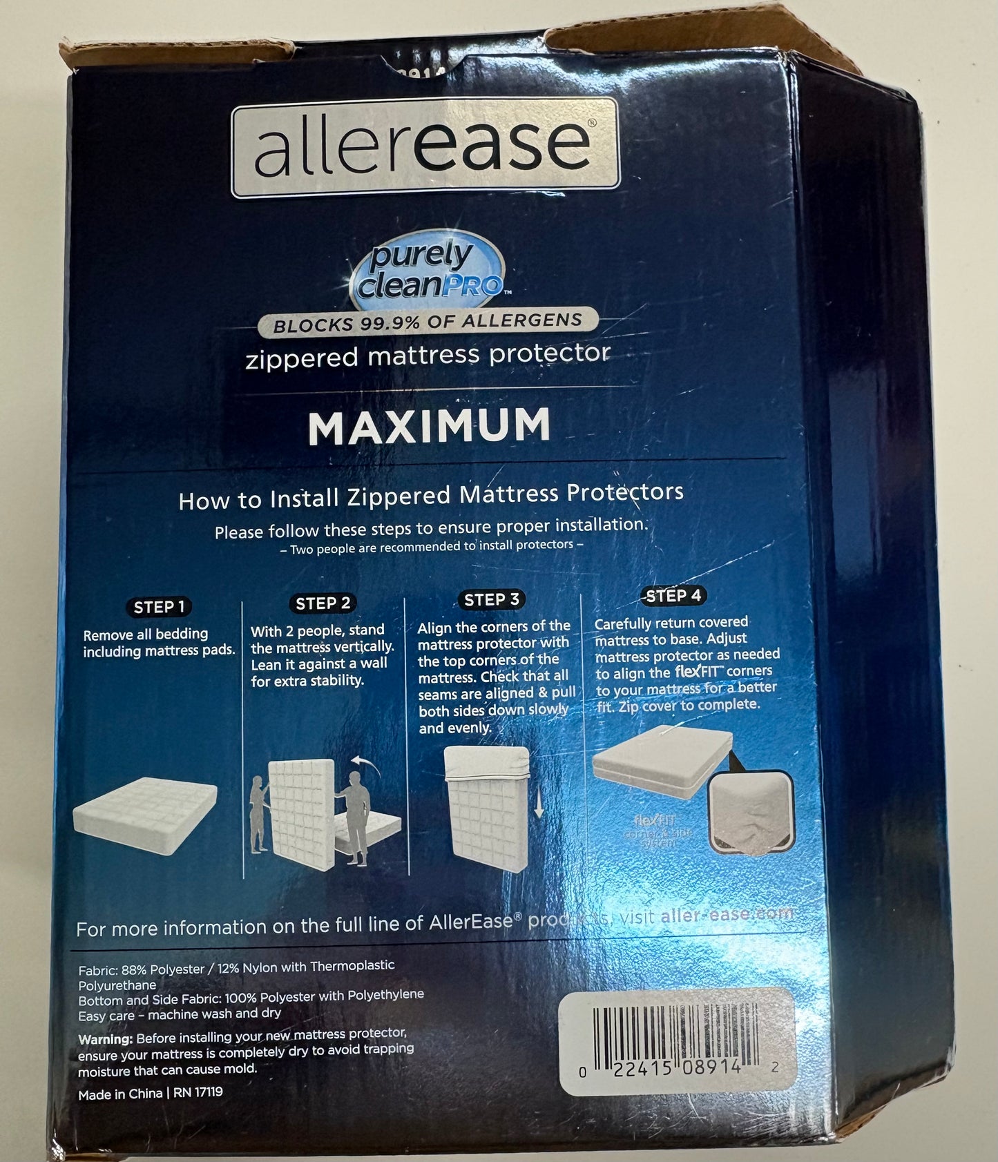 Allerease Queen Zippered Mattress Protector, New
